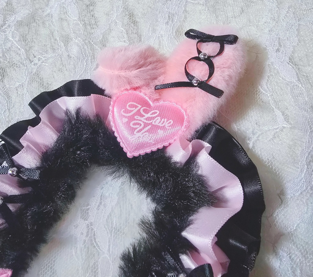 硬質ケース レースデコ 黒うさちゃん🖤..ꪔ̤