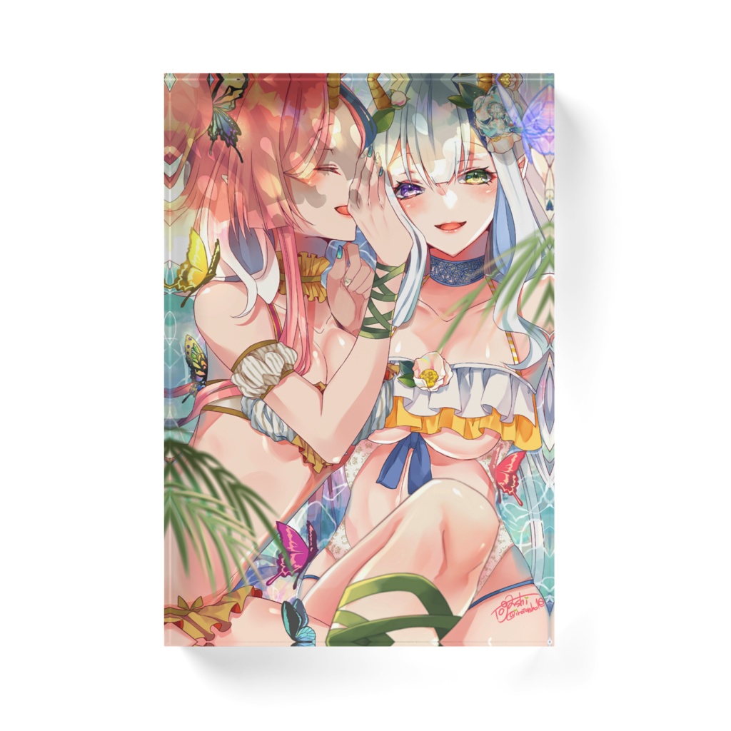 花と蝶 夏の装いアクリルブロック