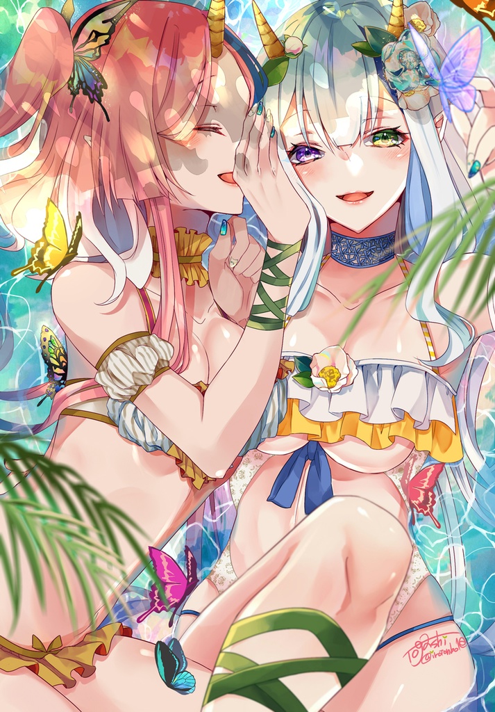 花と蝶 夏の装いアクリルブロック