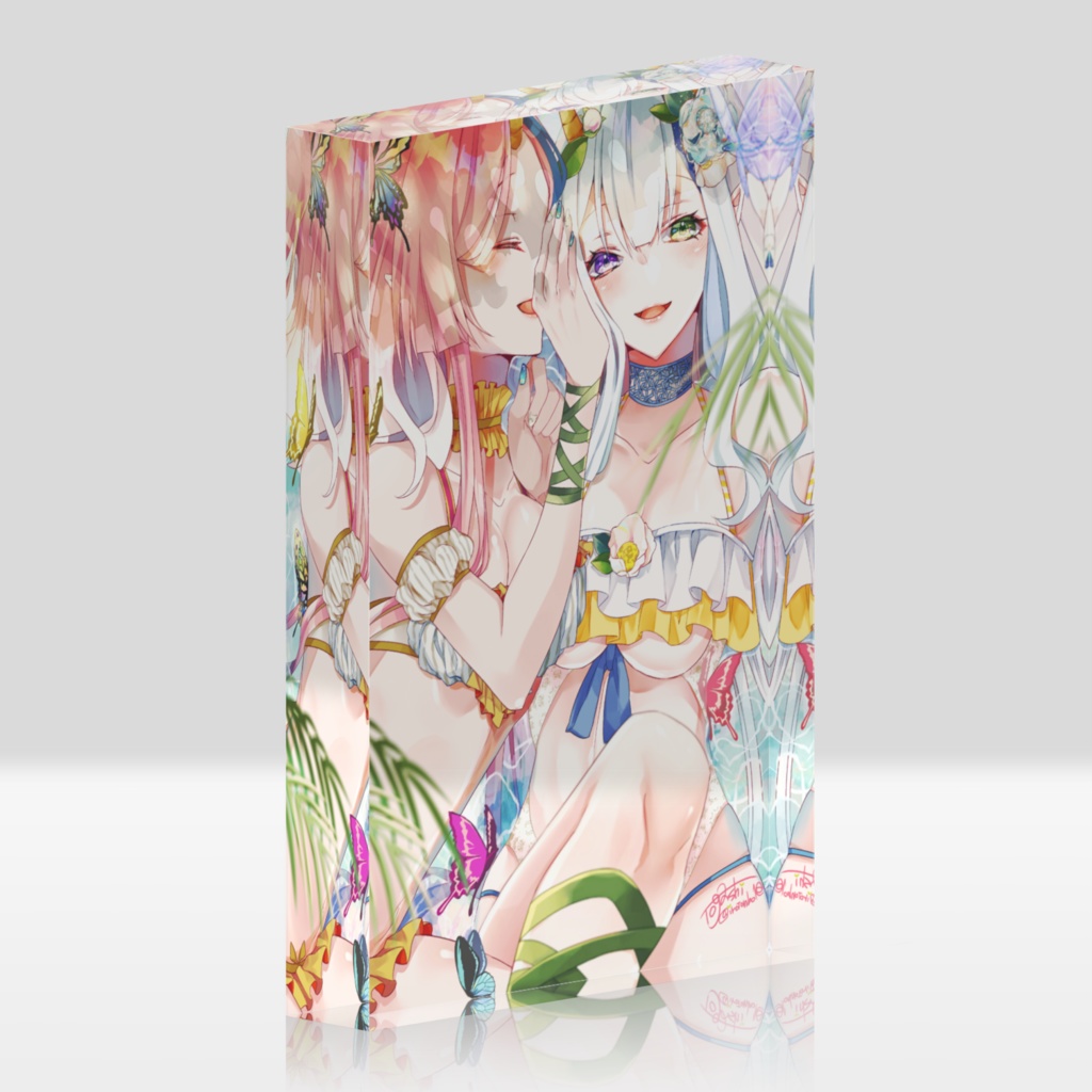 花と蝶　夏の装いアクリルブロック