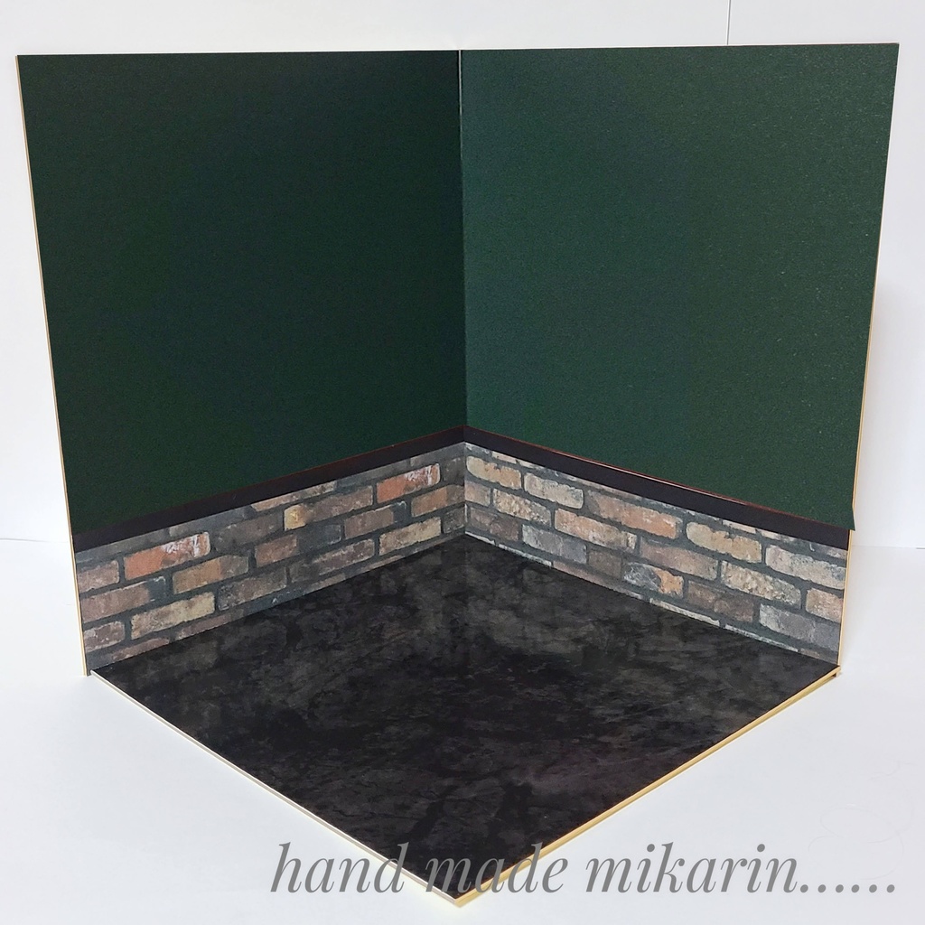 【送料込】背景撮影ボード(ヴィンテージグリーン③)【ドールハウス】