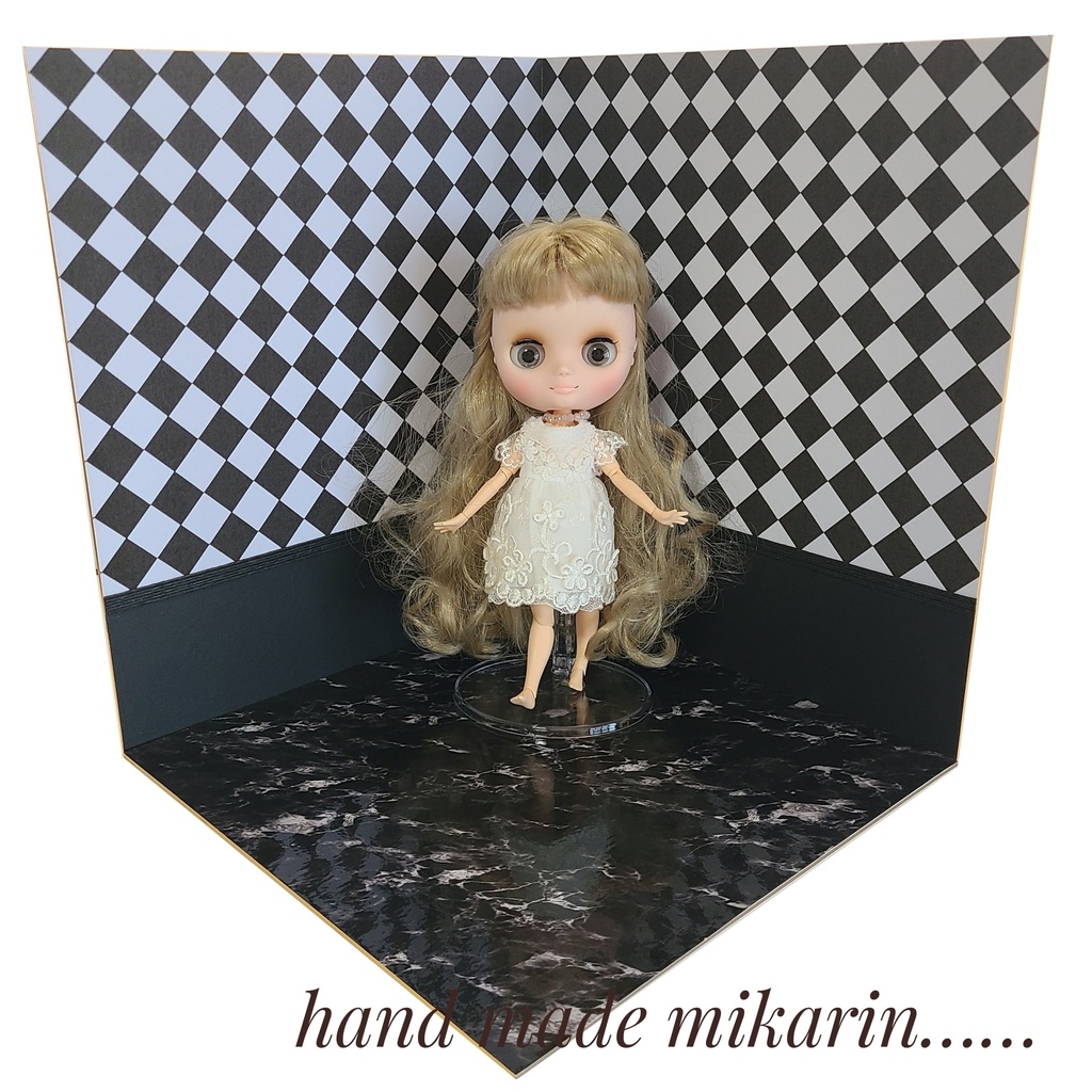 【送料込】背景撮影ボード(ブロック模様)【ドールハウス】