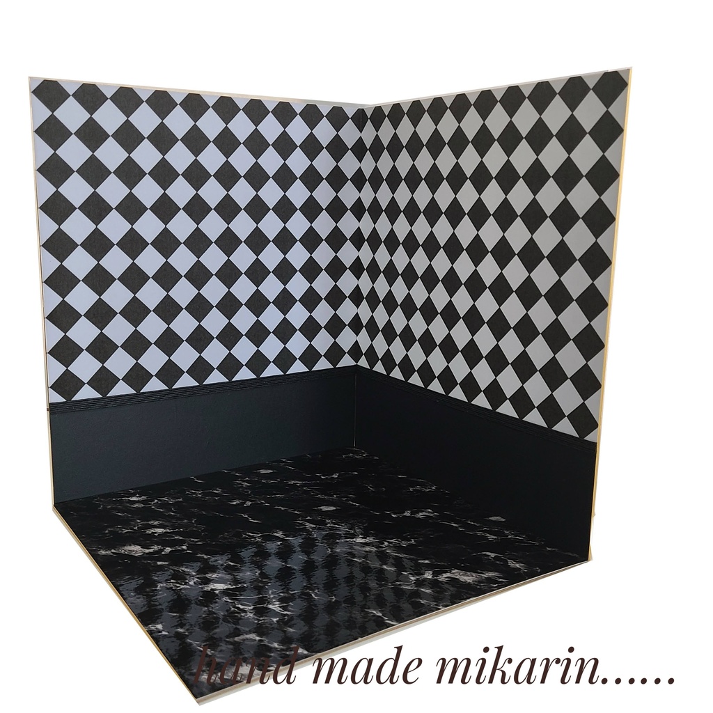 【送料込】背景撮影ボード(ブロック模様)【ドールハウス】