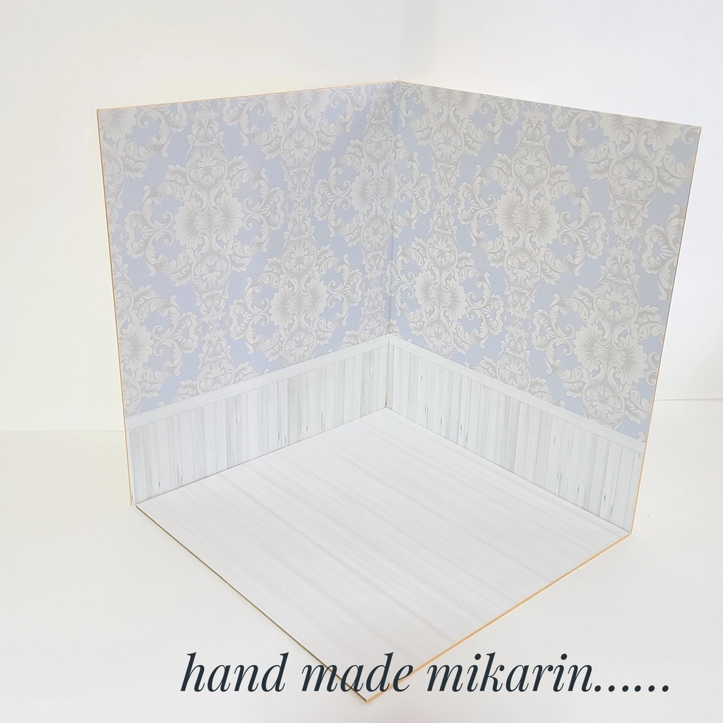 【送料込】背景撮影ボード(ブルー模様)【ドールハウス】