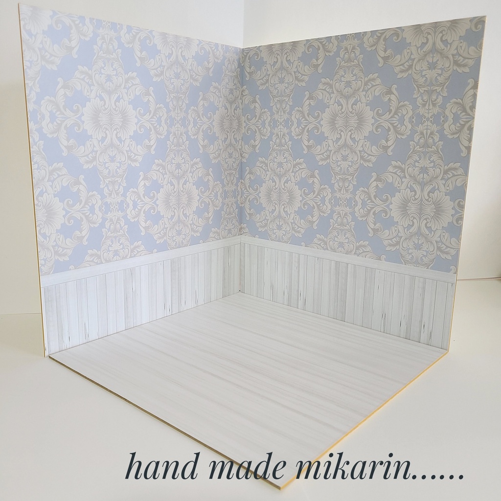 【送料込】背景撮影ボード（ブルー模様）【ドールハウス】