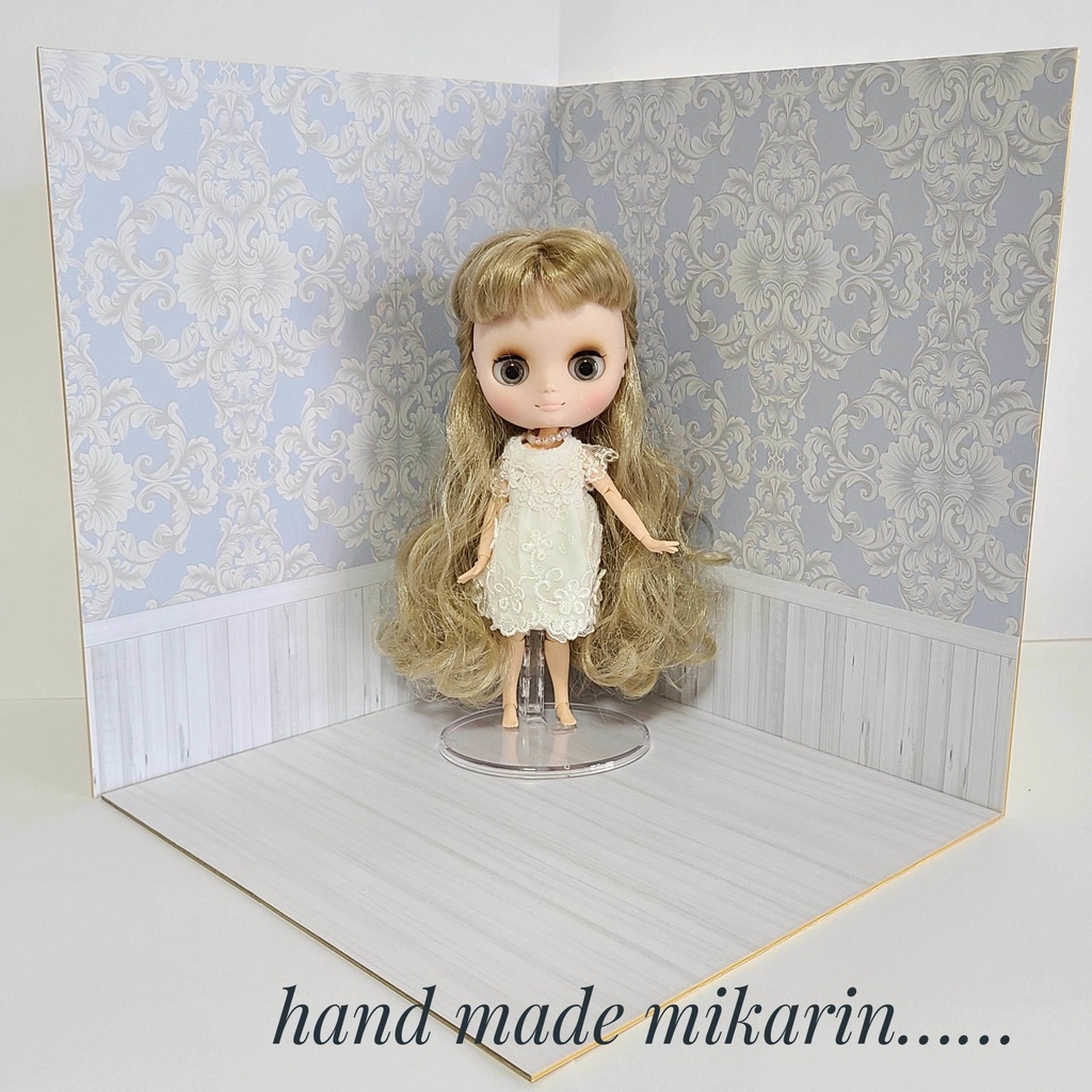 【送料込】背景撮影ボード(ブルー模様)【ドールハウス】