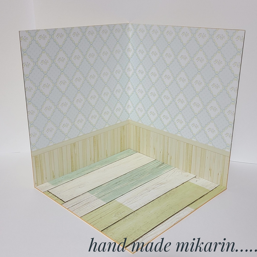 【送料込】背景撮影ボード(ひし形小花①)【ドールハウス】