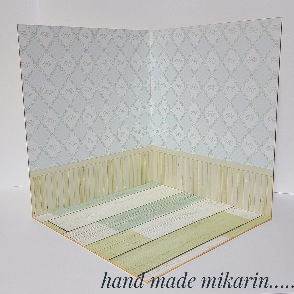 【送料込】背景撮影ボード（ひし形小花①）【ドールハウス】