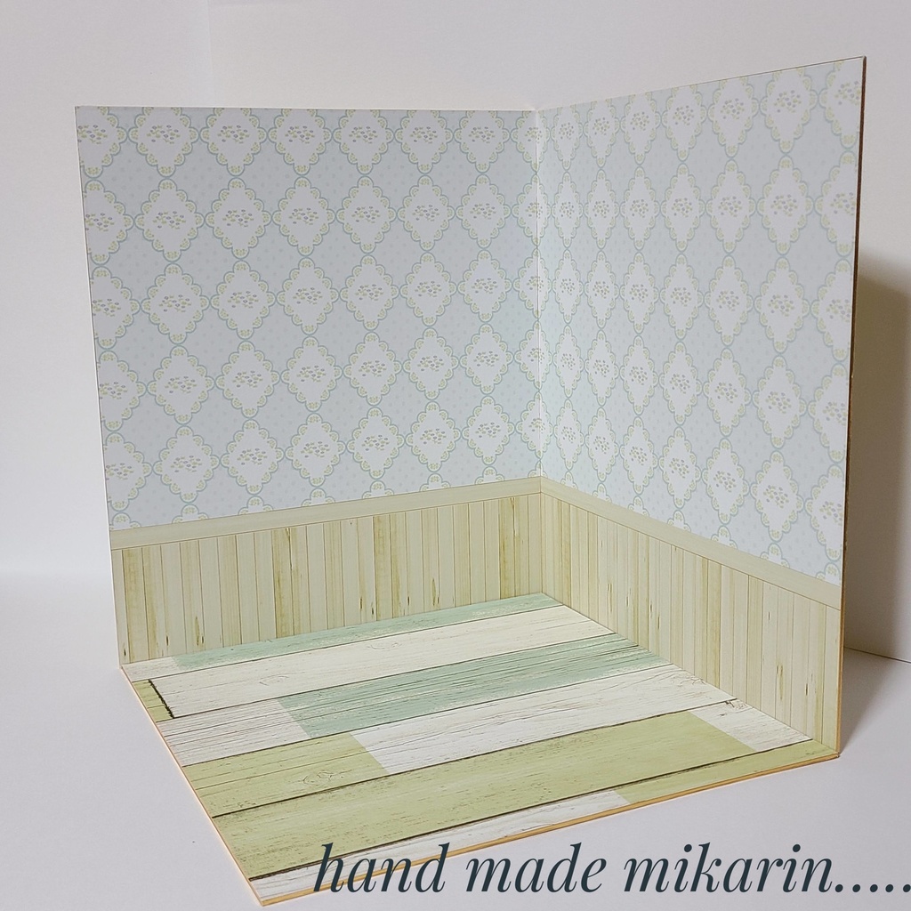 【送料込】背景撮影ボード(ひし形小花①)【ドールハウス】