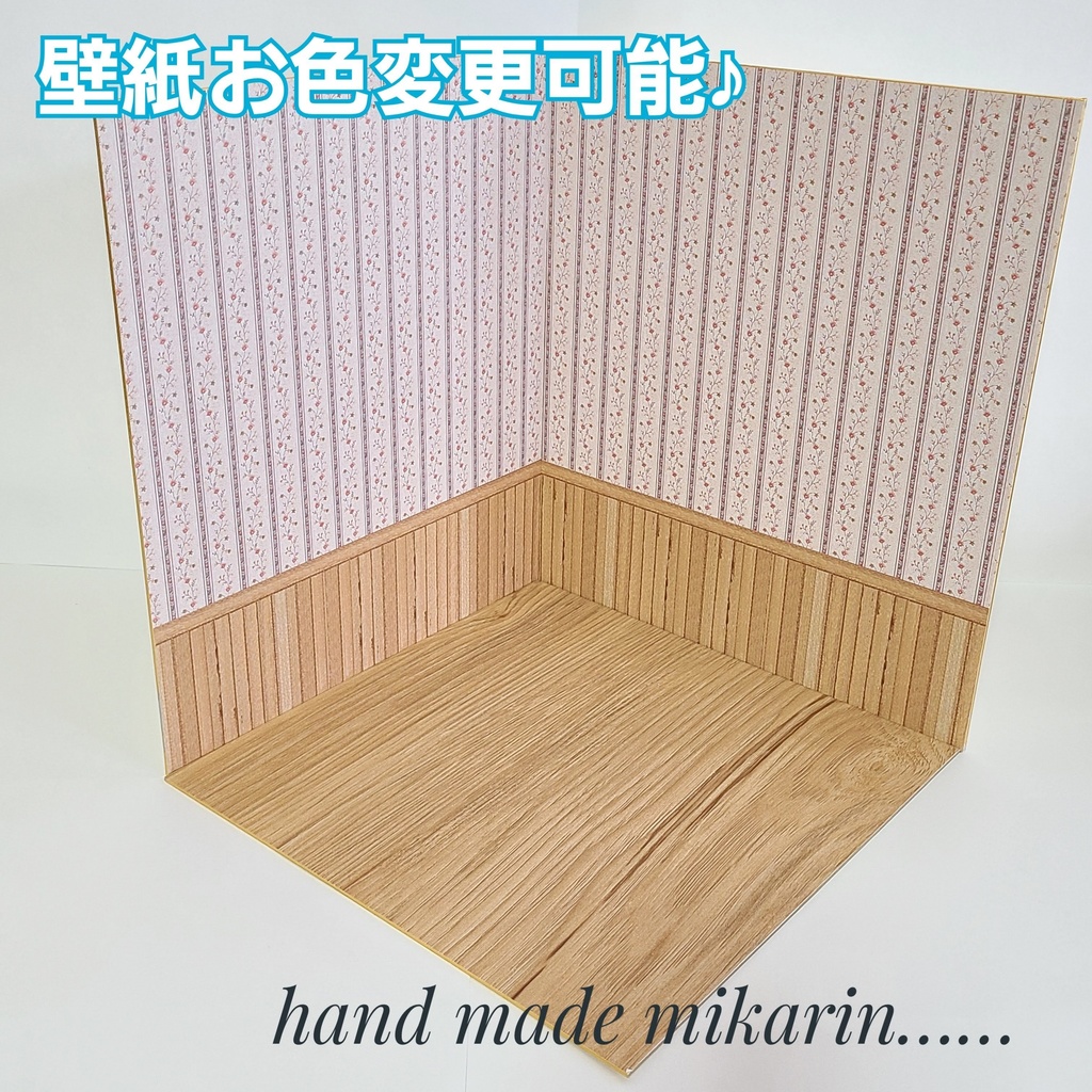 【送料込】背景撮影ボード(縦ライン小花)【ドールハウス】