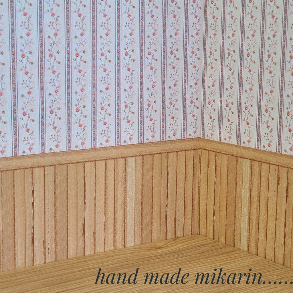 【送料込】背景撮影ボード(縦ライン小花)【ドールハウス】