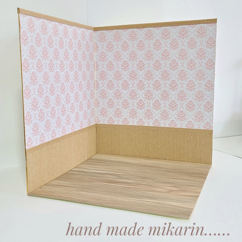 【送料込】背景撮影ボード(ダマスク×ピンク)【ドールハウス】