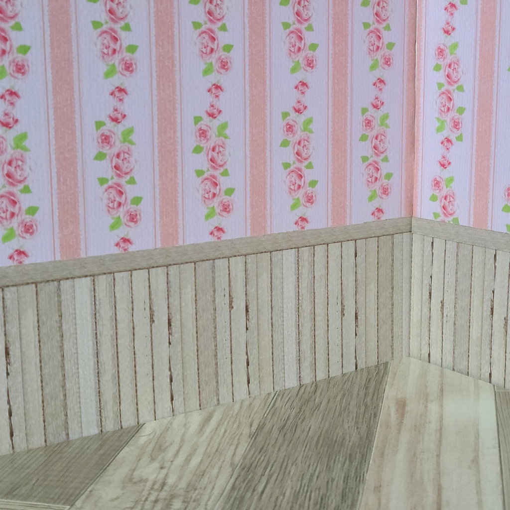 【送料込】撮影用背景ボード(縦ライン花柄)【ドールハウス】