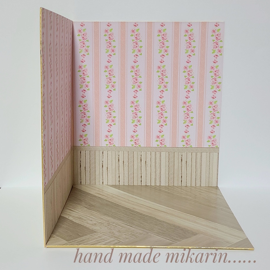 【送料込】撮影用背景ボード(縦ライン花柄)【ドールハウス】