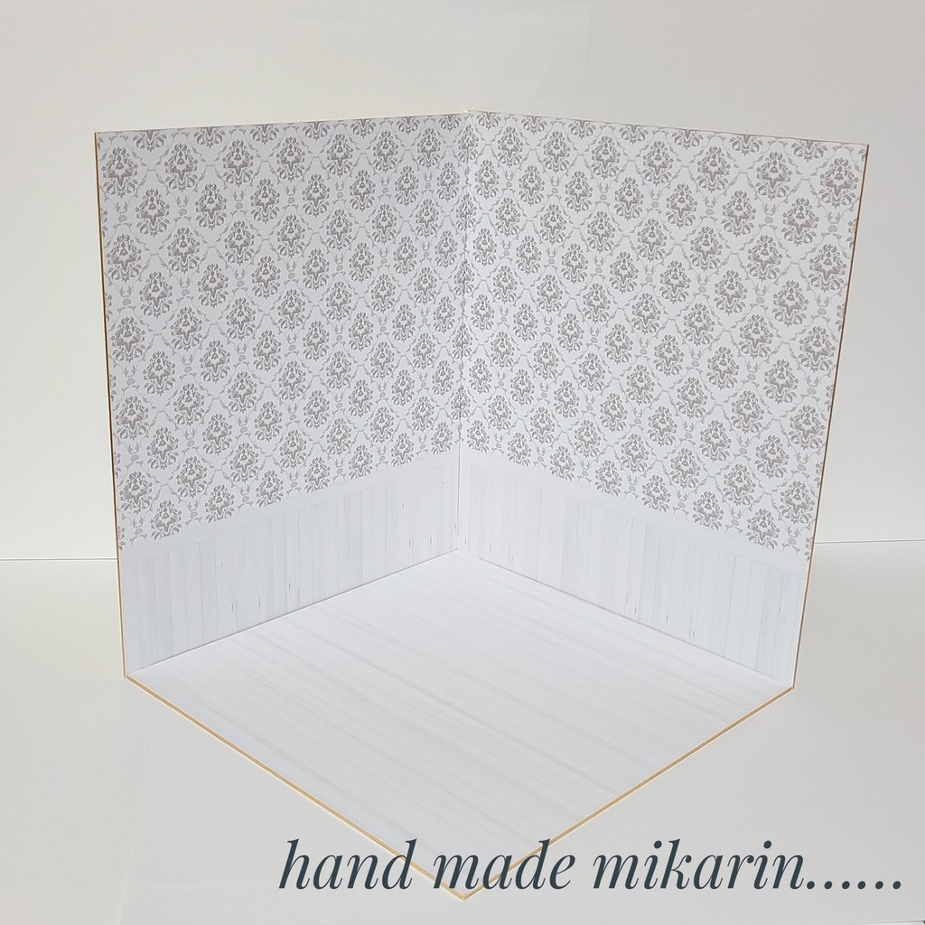【送料込】背景撮影ボード(ダマスク)【ドールハウス】