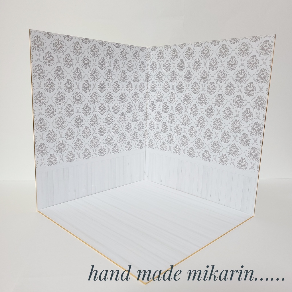 【送料込】背景撮影ボード(ダマスク)【ドールハウス】