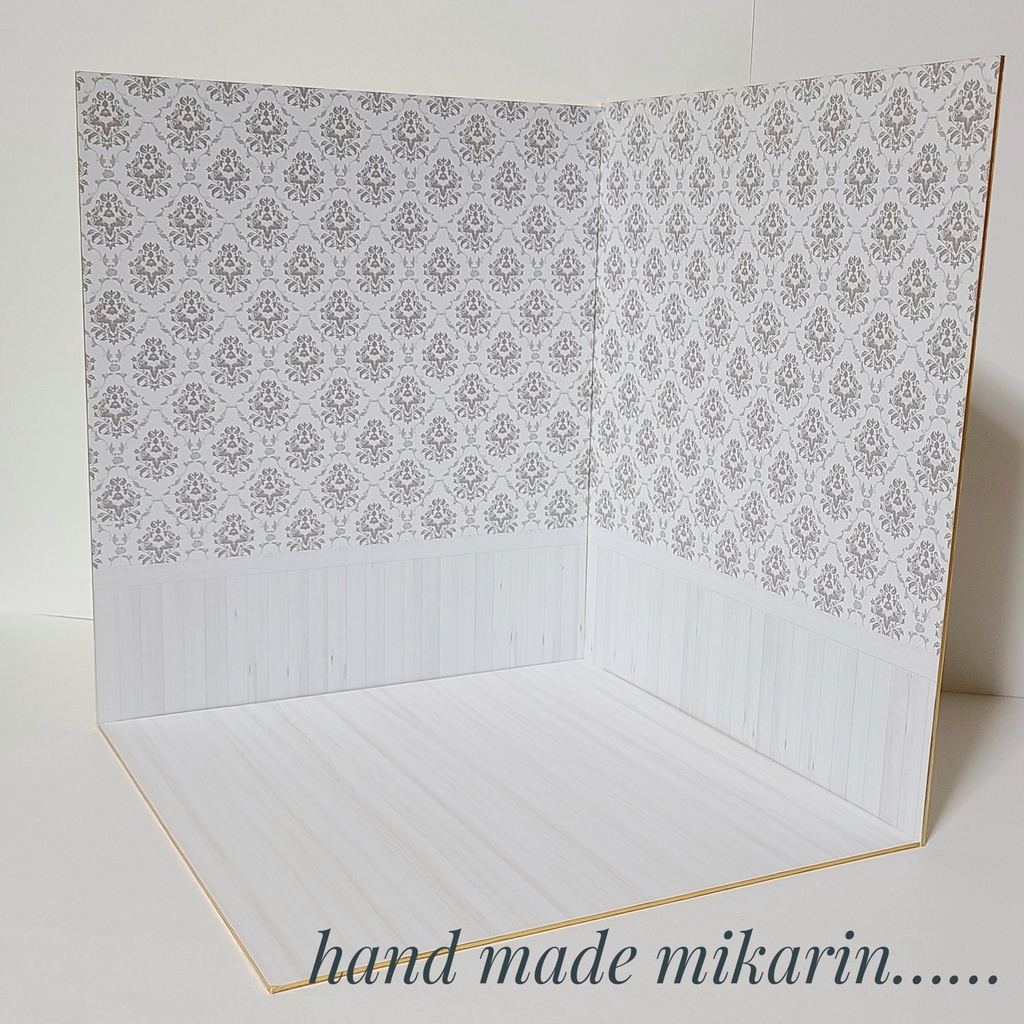 【送料込】背景撮影ボード(ダマスク)【ドールハウス】