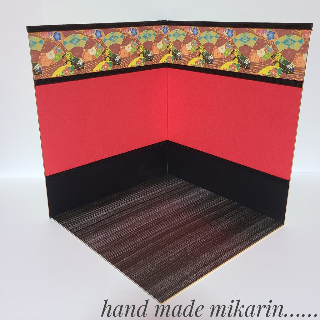 【送料込】背景撮影ボード(和柄×赤)【ドールハウス】