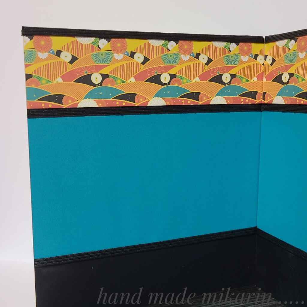 【送料込】背景撮影ボード(和柄×青)【ドールハウス】