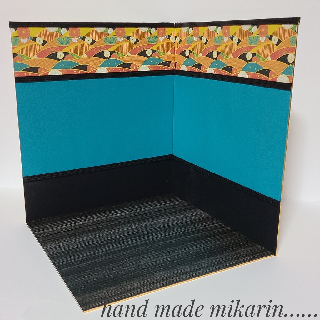 【送料込】背景撮影ボード(和柄×青)【ドールハウス】