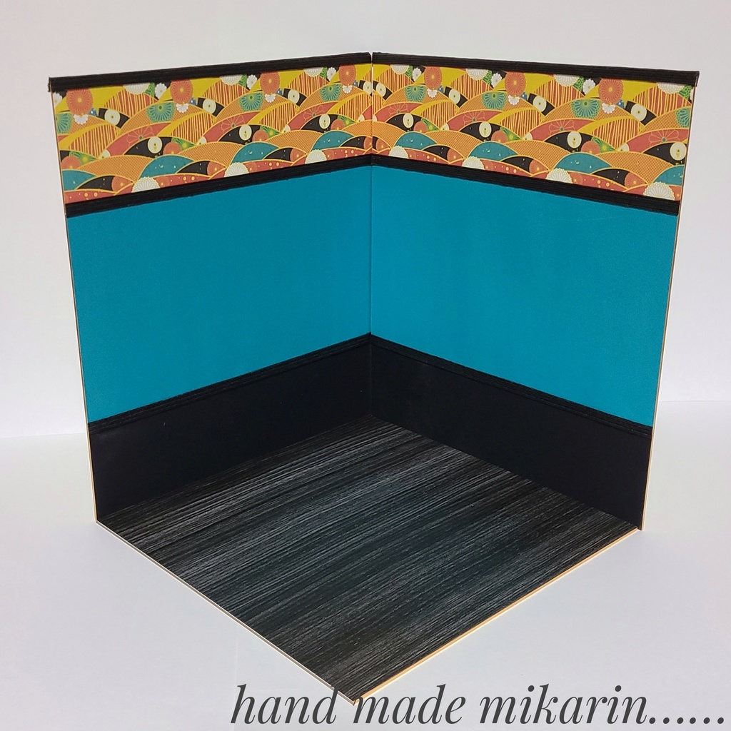 【送料込】背景撮影ボード(和柄×青)【ドールハウス】