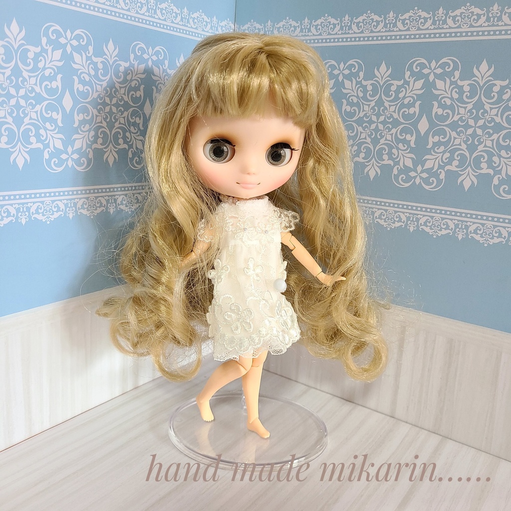 【送料込】背景撮影ボード(ブルー×レース)【ドールハウス】