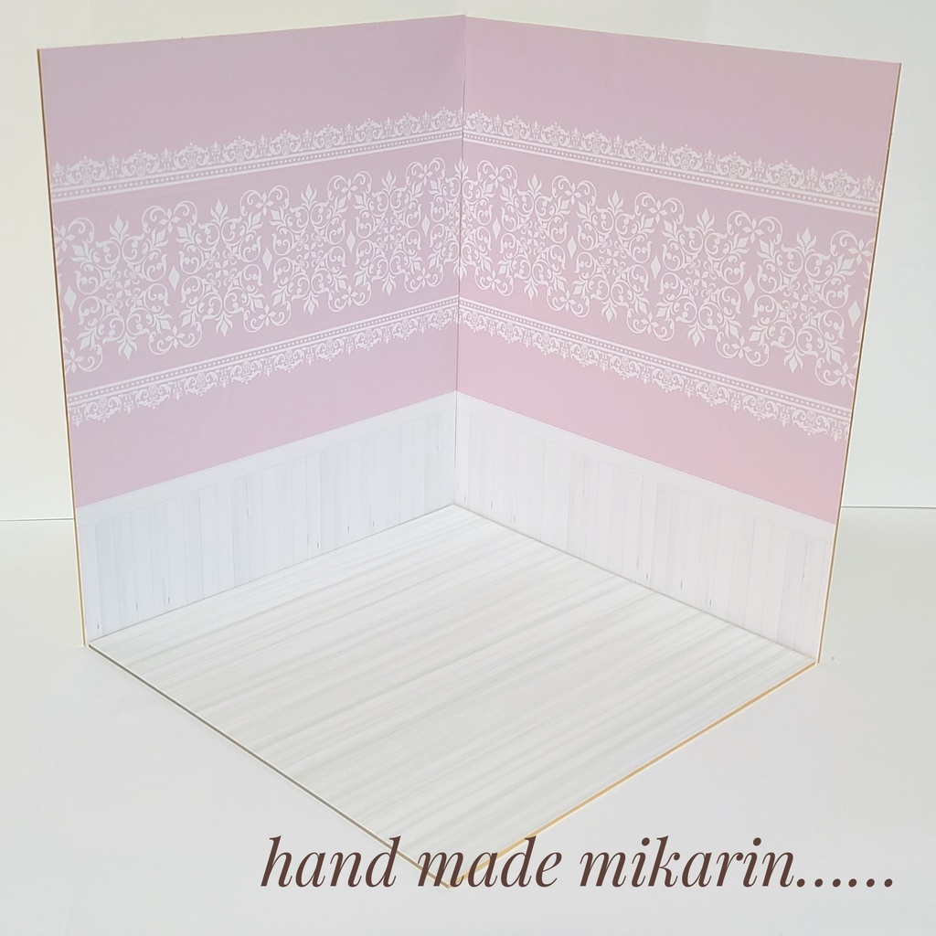 【送料込】背景撮影ボード(ピンク×レース)【ドールハウス】