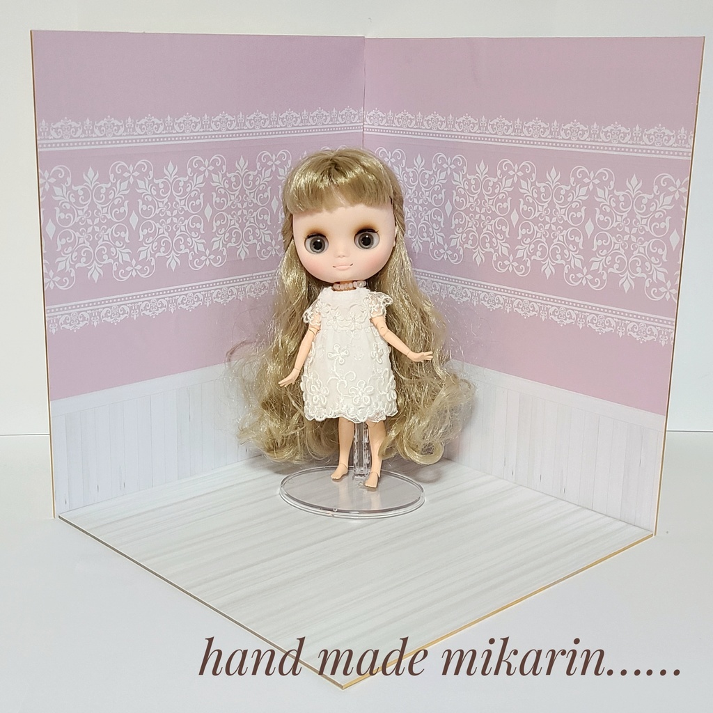 【送料込】背景撮影ボード(ピンク×レース)【ドールハウス】