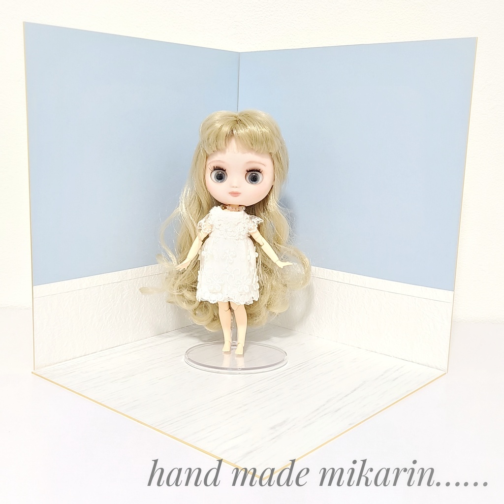 【送料込】背景撮影ボード(ブルー×ホワイト)【ドールハウス】