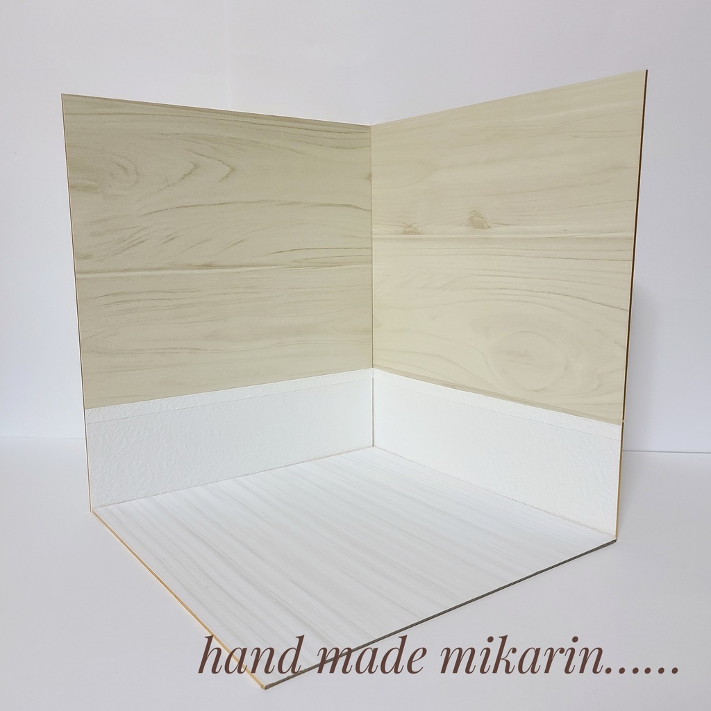 【送料込】背景撮影ボード(ライトブラウン×ホワイト)【ドールハウス】