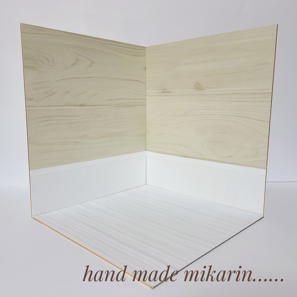 【送料込】背景撮影ボード（ライトブラウン×ホワイト）【ドールハウス】