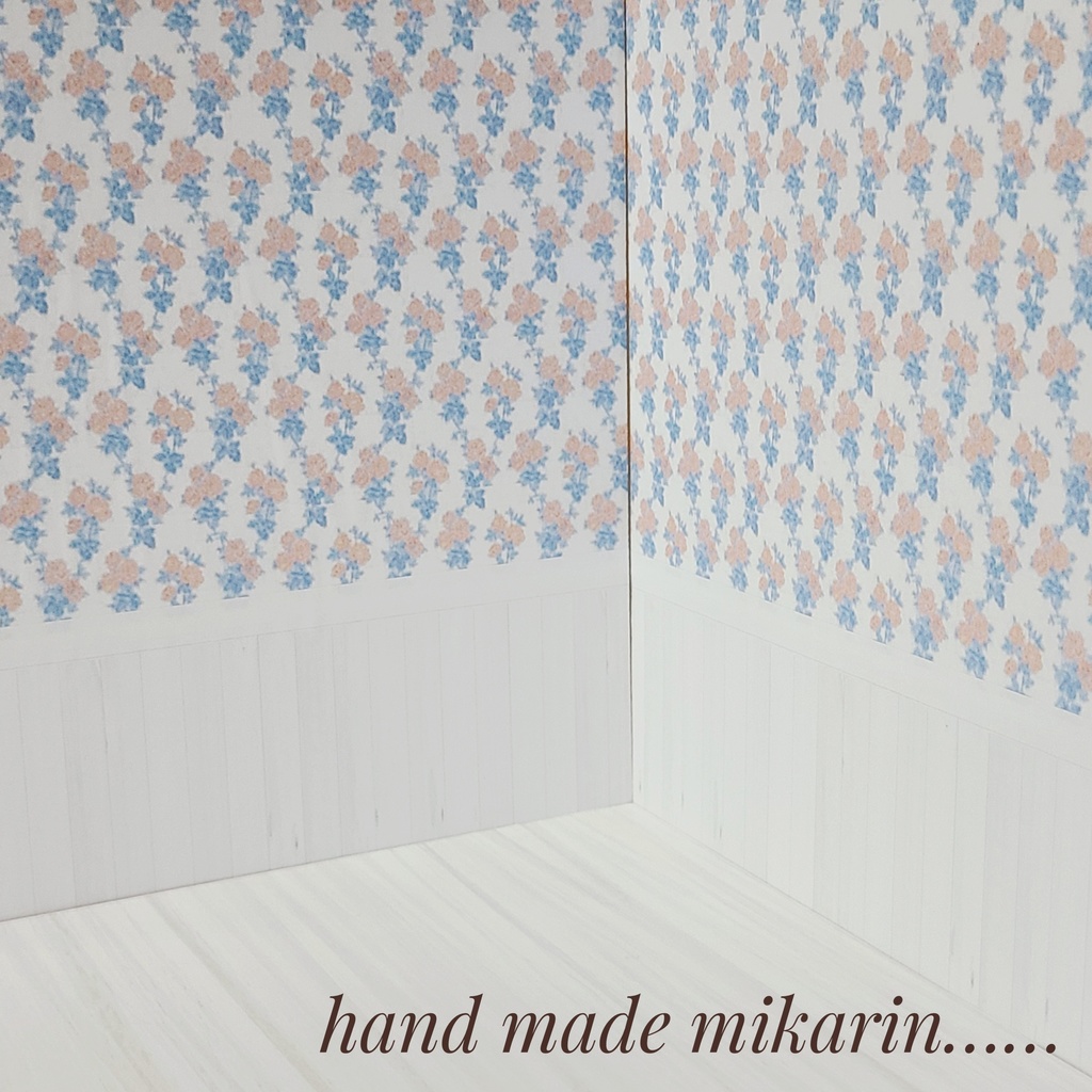 【送料込】背景撮影ボード(ブルーピンク小花)【ドールハウス】