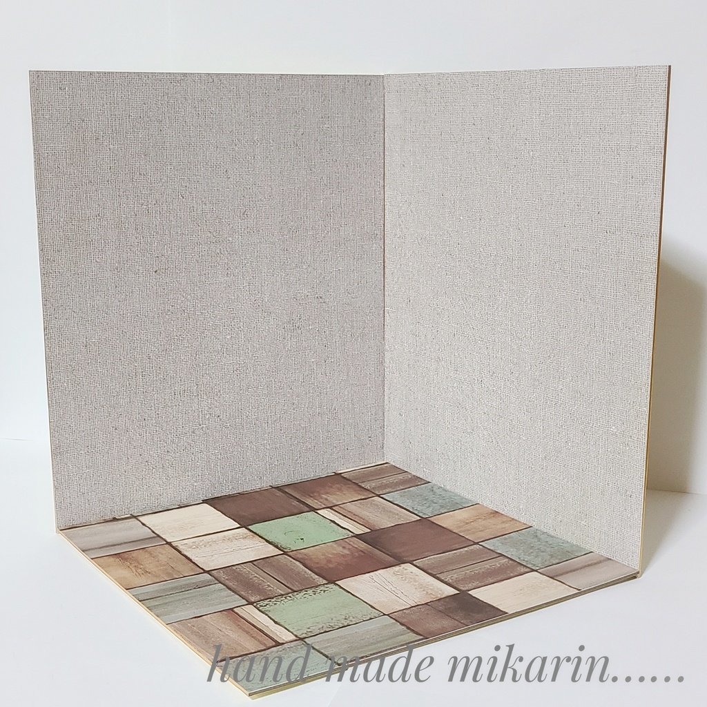 【送料込】背景撮影ボード(リネン×ブロック①)【ドールハウス】