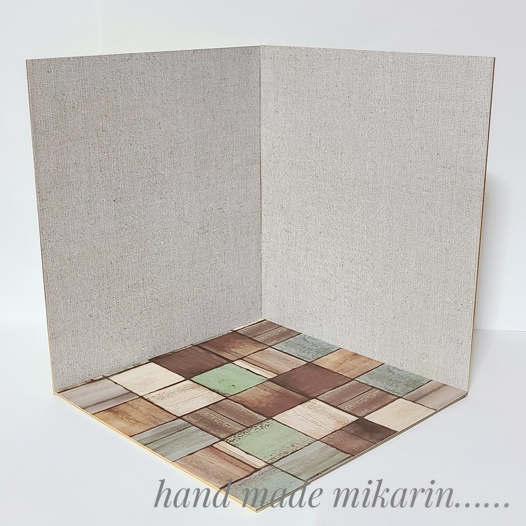 【送料込】背景撮影ボード(リネン×ブロック①)【ドールハウス】