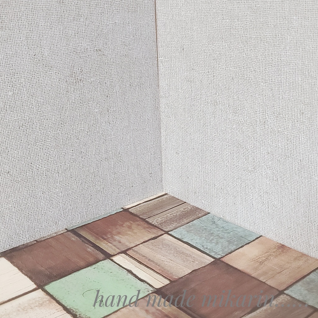 【送料込】背景撮影ボード(リネン×ブロック①)【ドールハウス】