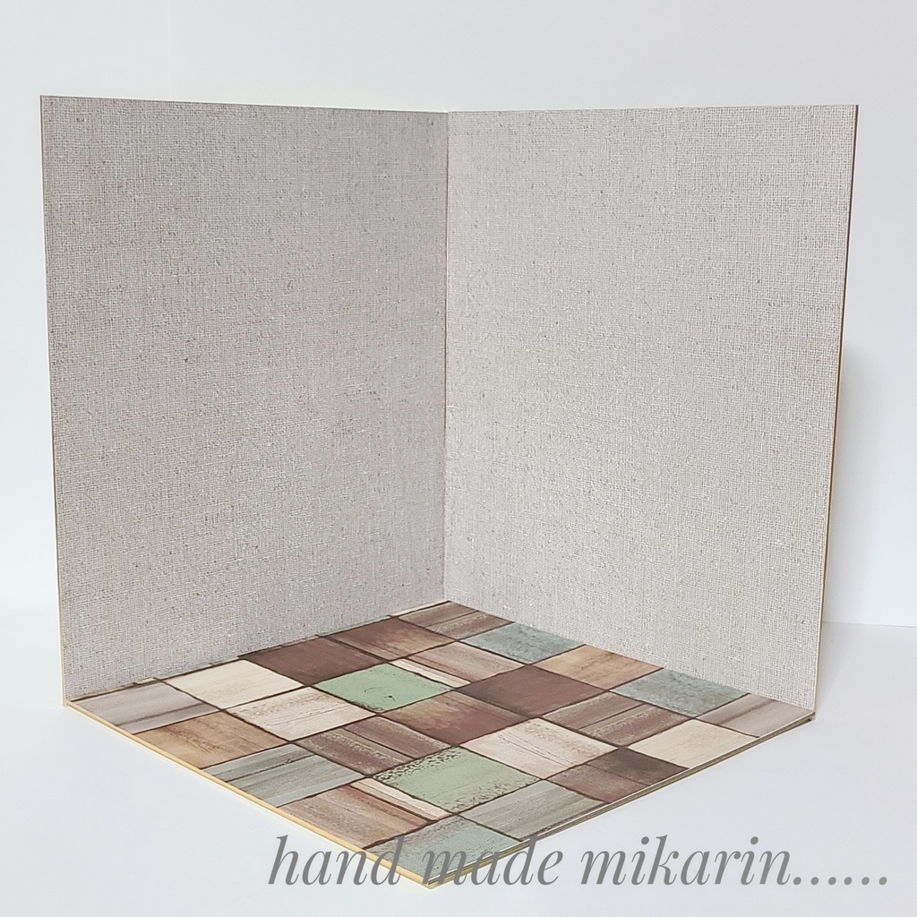 【送料込】背景撮影ボード（リネン×ブロック①）【ドールハウス】