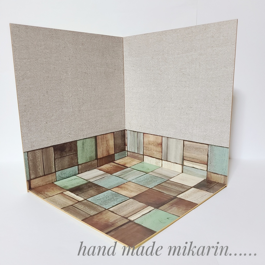 【送料込】背景撮影ボード(リネン×ブロック②)【ドールハウス】