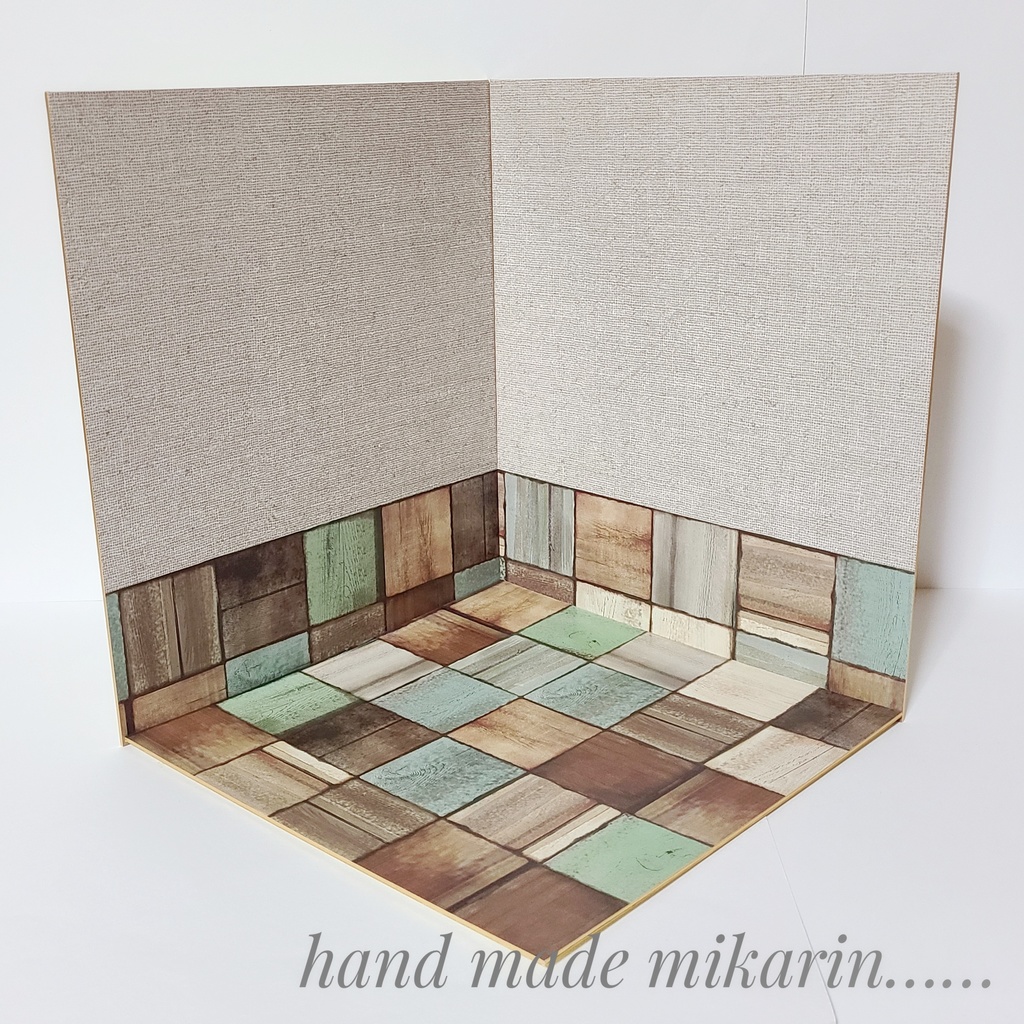 【送料込】背景撮影ボード(リネン×ブロック②)【ドールハウス】