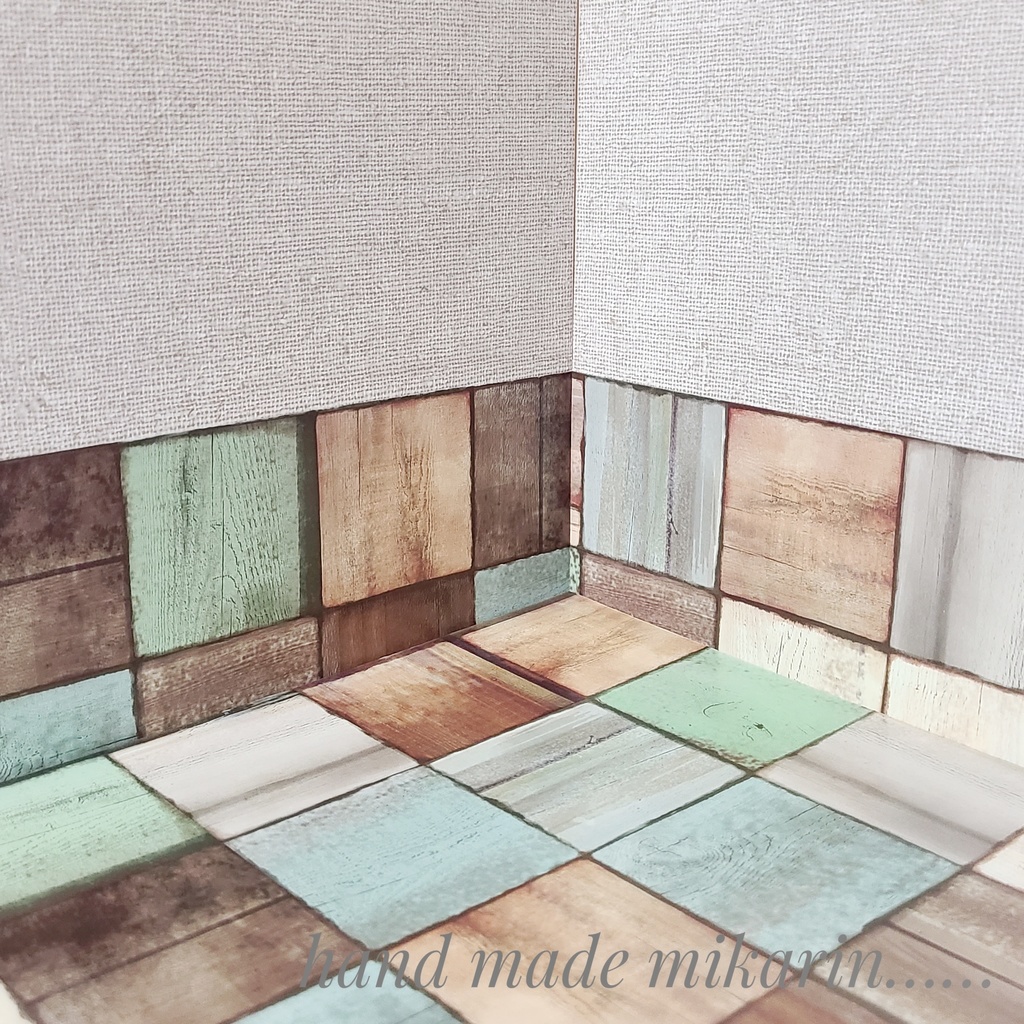 【送料込】背景撮影ボード(リネン×ブロック②)【ドールハウス】