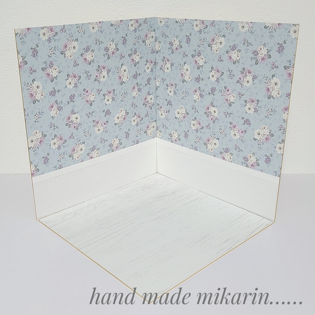 【送料込】背景撮影ボード(ブルー花柄)【ドールハウス】