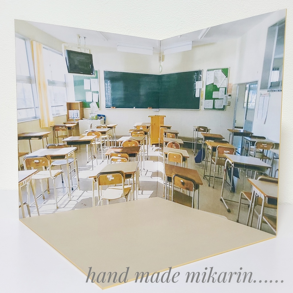 【送料込】背景撮影ボード(教室)【ドールハウス】