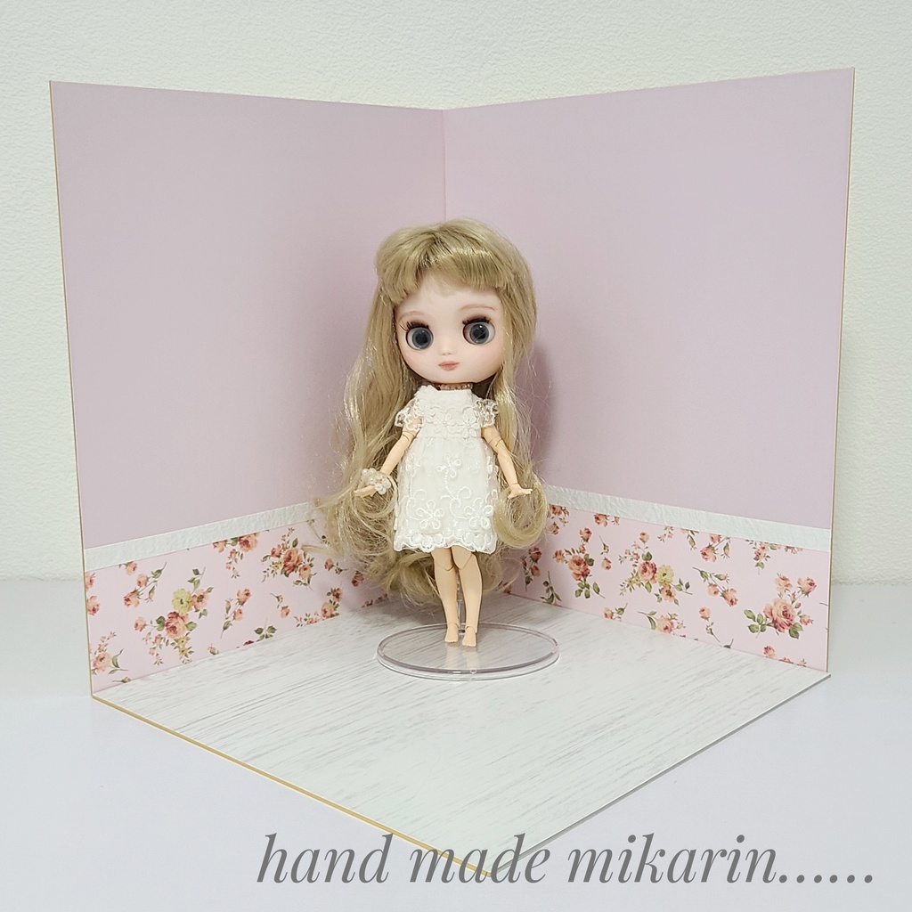 【送料込】背景撮影ボード(ピンク×花柄①)【ドールハウス】