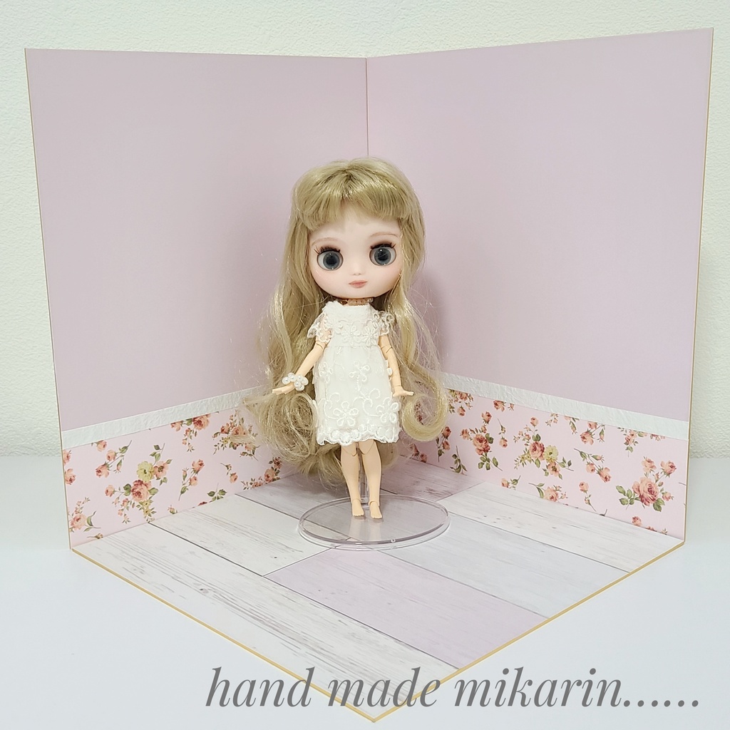 【送料込】背景撮影ボード（ピンク×花柄②）【ドールハウス】