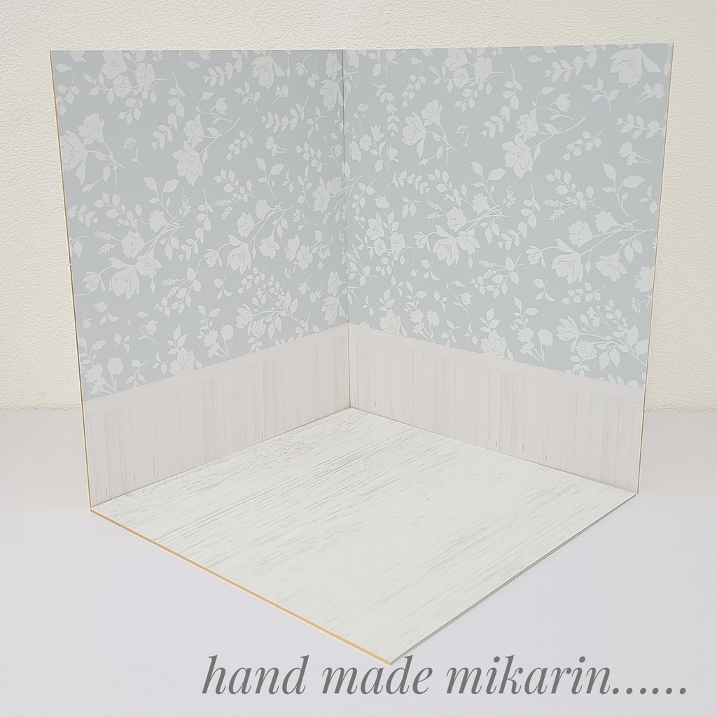 【送料込】背景撮影ボード(グレー花柄×シャビー)【ドールハウス】