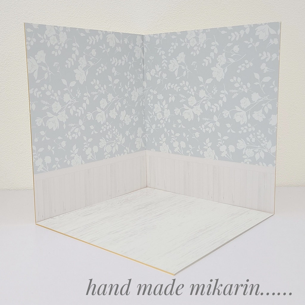 【送料込】背景撮影ボード(グレー花柄×シャビー)【ドールハウス】
