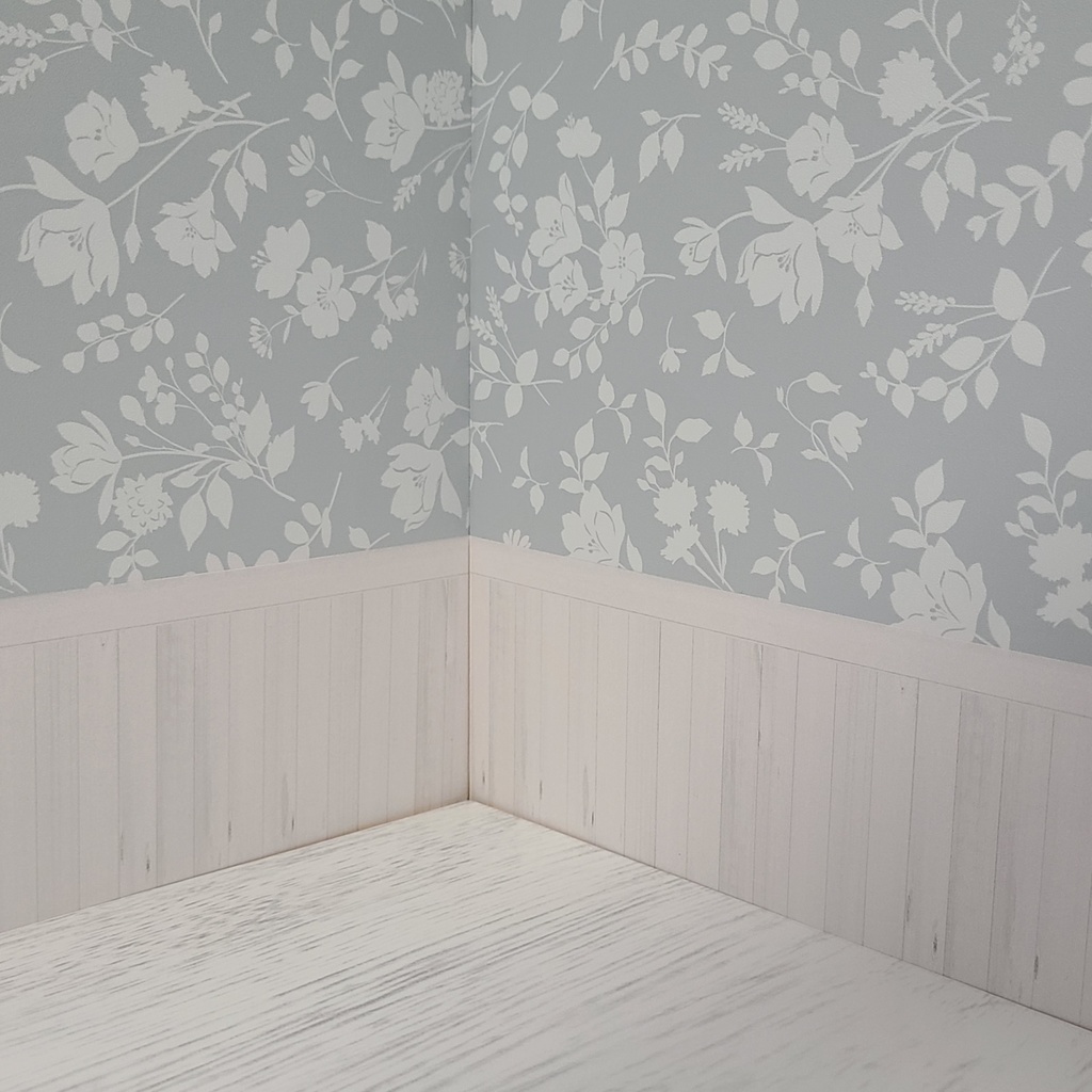 【送料込】背景撮影ボード(グレー花柄×シャビー)【ドールハウス】