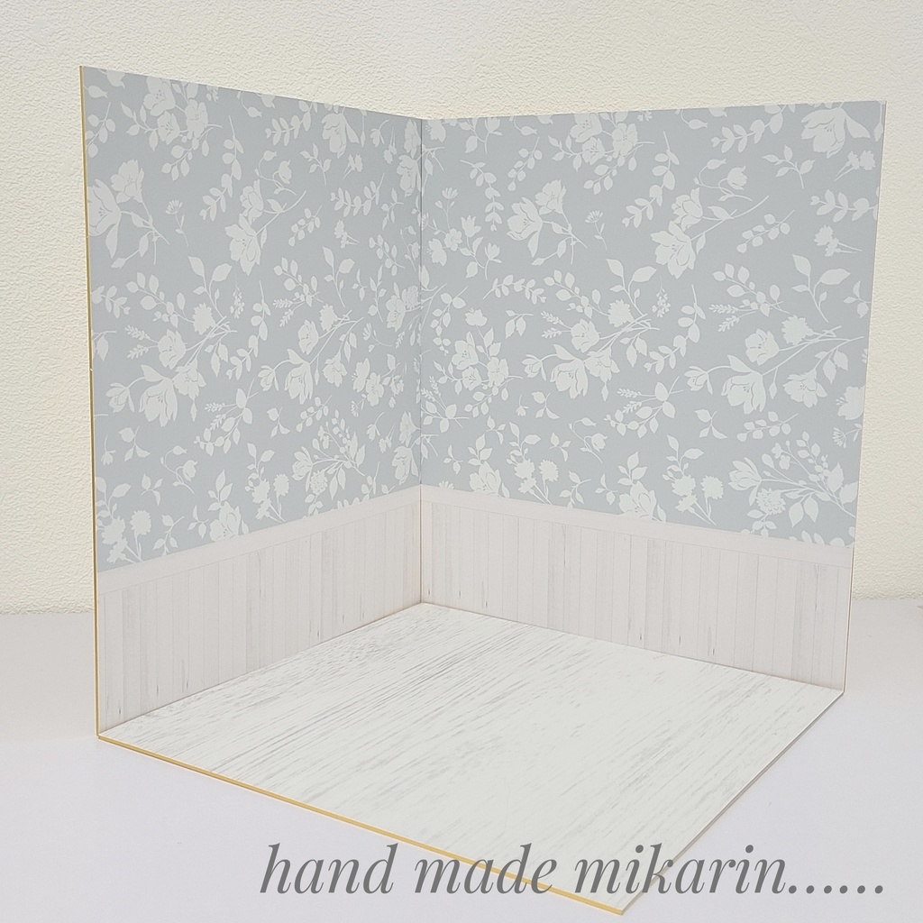 【送料込】背景撮影ボード(グレー花柄×シャビー)【ドールハウス】