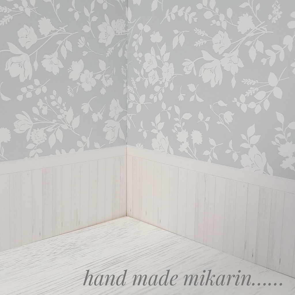 【送料込】背景撮影ボード(グレー花柄×シャビー)【ドールハウス】