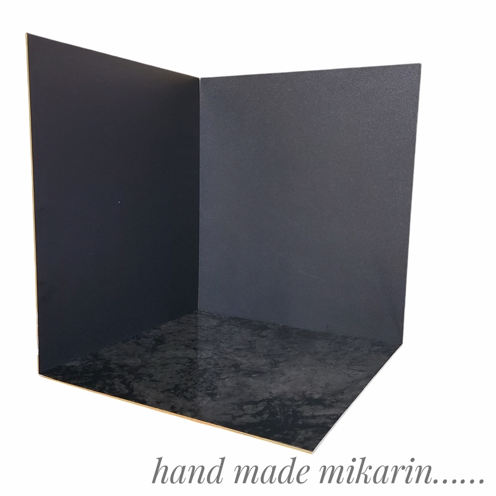 【送料込】背景撮影ボード(ブラック×黒大理石)【ドールハウス】