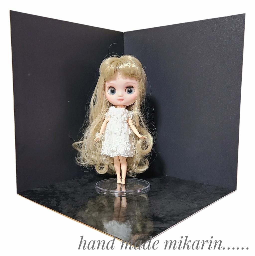 【送料込】背景撮影ボード(ブラック×黒大理石)【ドールハウス】